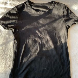 Plain Black Ribbed T Shirt